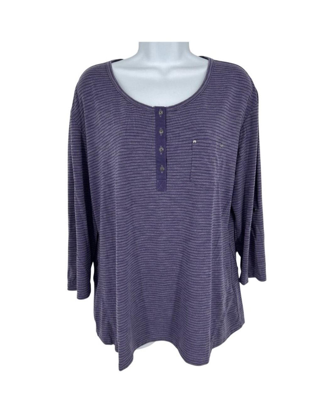 Kuhl Women's Trista Henley Stripe Scoop Neck Slub Knit Top Size XL